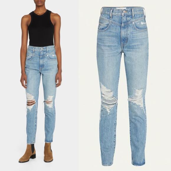 NEW SLVRLAKE Beatnik Double Jeans Yoke High Rise Ripped Distressed Size 30 $369 - Picture 10 of 10